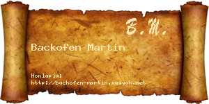 Backofen Martin névjegykártya